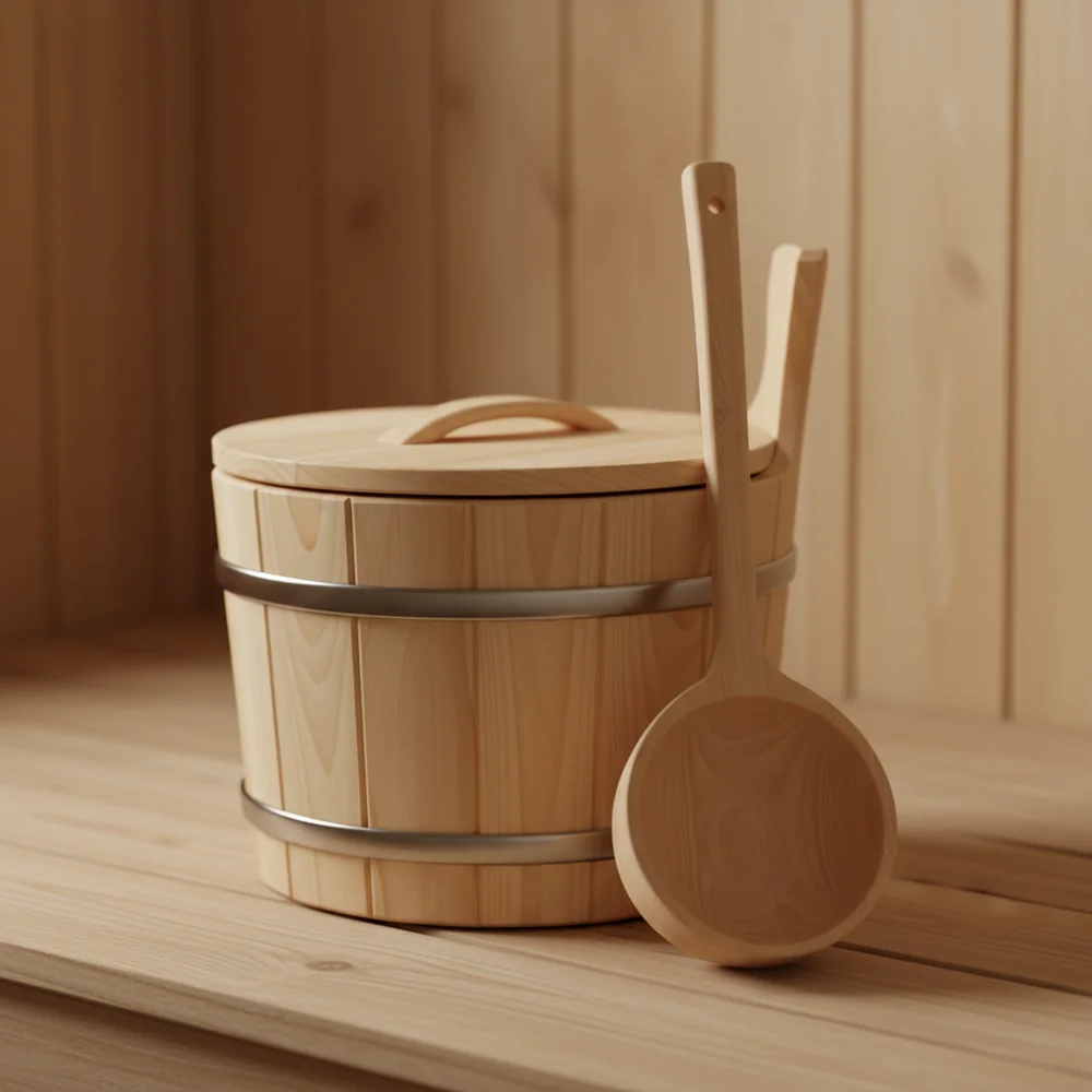 Canadian Cedar Sauna Bucket & Ladle Set